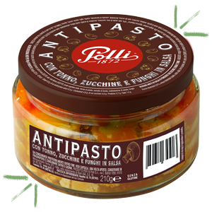 Antipasto di verdure in salsa con tonno e funghi